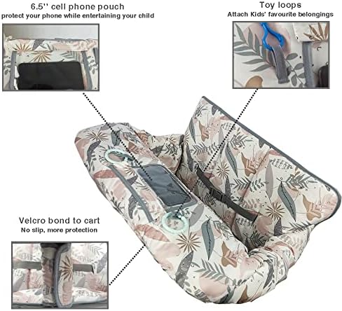 Thick padded baby cart liner with clear phone pouch display