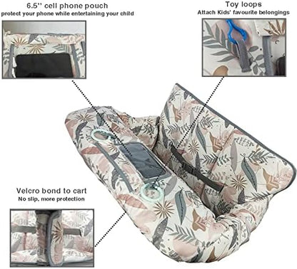 Thick padded baby cart liner with clear phone pouch display