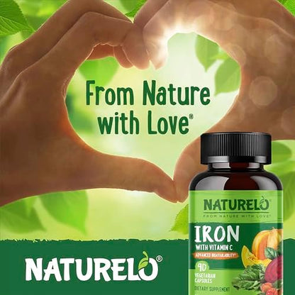 NATURELO dietary supplement bottle highlighting non GMO and gluten free certifications