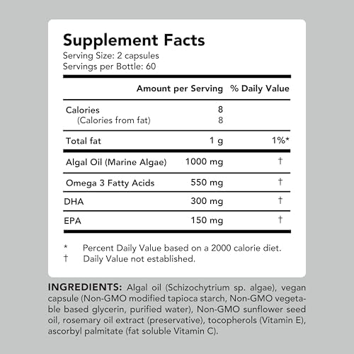 Side profile of Amandean vegan omega 3 dietary supplement bottle with rose gold cap