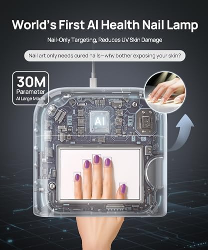 Side profile of O Nail lamp showing ergonomic hand placement