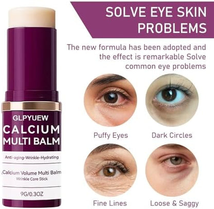 Korean collagen moisturizing stick being applied directly to the under-eye area to reduce fine lines.
