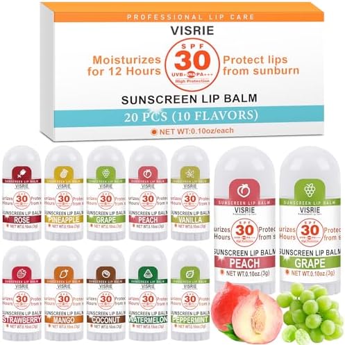 Visrie SPF 30 Sunscreen Lip Balm 20 count pack front view