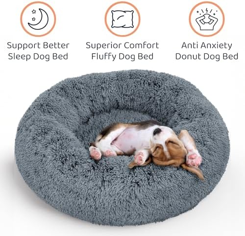 Donut Dog Bed - Premium Comfort for Anxiety Relief - Fluffy & Calming Design with Ultra-Plush Support | Cozy Round Dog Bed with Super Soft Circle Style (Dark Grey, Medium) - Image 3