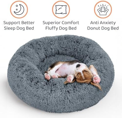 Donut Dog Bed - Premium Comfort for Anxiety Relief - Fluffy & Calming Design with Ultra-Plush Support | Cozy Round Dog Bed with Super Soft Circle Style (Dark Grey, Medium) - Image 3