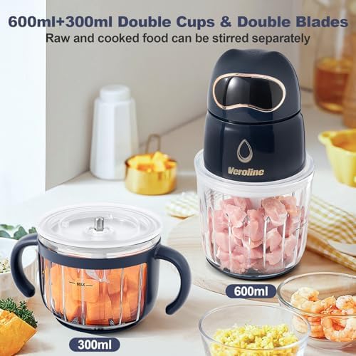 Veroline baby food blender base showing the simple one-button control and spill-proof sealing lid mechanism.
