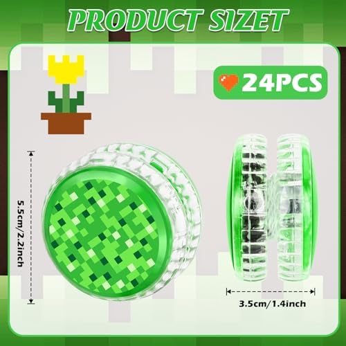 Close up of green pixelated design on LED yo-yo ball