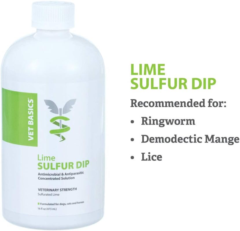 Vet Basics Lime Sulfur Dip - Skin Itch Relief Concentrated Antimicrobial & Antiparasitic Solution for Dogs, Cats, Puppies, Kittens & Horses, Helps Manage Ringworm, Mange, Skin Irritation, 16oz - Image 9