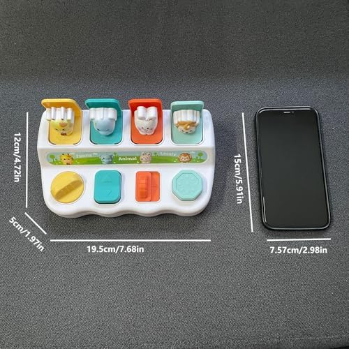 XIFHPF cause and effect learning toy packaging details and colorful switch mechanisms.