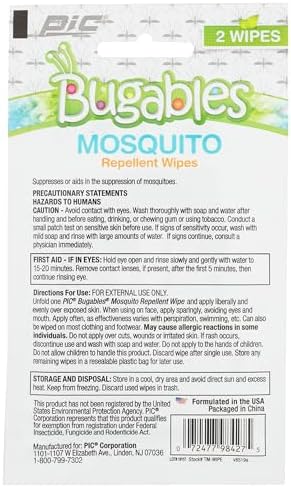 Close-up of the DEET-free botanical insect wipes label detailing essential oil ingredients.