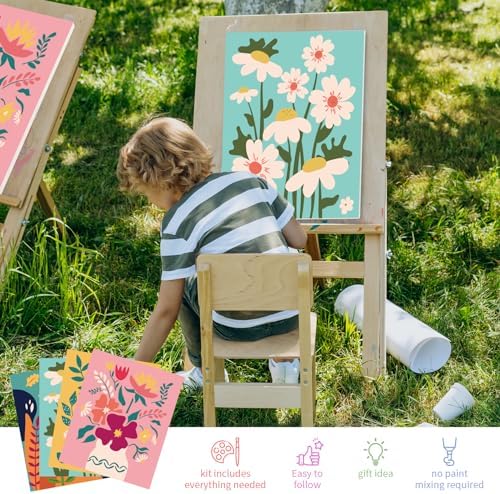 Goldentime framed paint by numbers kit being used for a relaxing family craft activity.