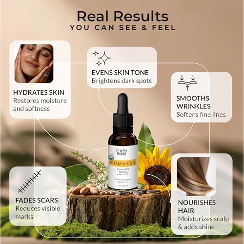 Everyday Beauty fragrance free organic face oil bottle highlighting its pure ingredients