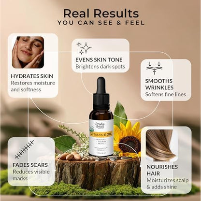 Everyday Beauty fragrance free organic face oil bottle highlighting its pure ingredients