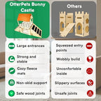 OtterPets Extra Large Bunny Hideout, Cozy Rabbit Castle with Fleece Mats, Wooden Rabbit Hideout, Bunny House Indoor Indoor, Chinchilla, Guinea Pig House (Pet Safe Wood Joints) - Image 6
