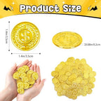 A large pile of bulk fake gold coins for kids pirate party decorations showing the detailed olive branch borders
