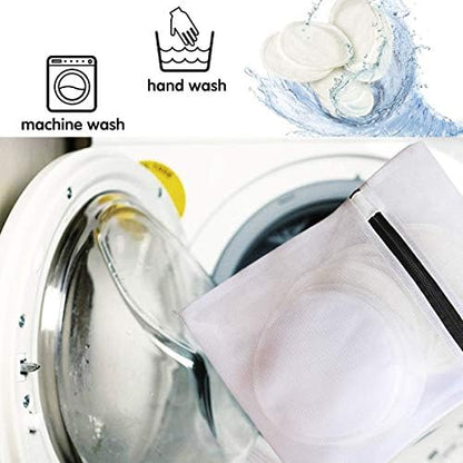 Instructional view of Pinowu breast pads inside laundry wash bag