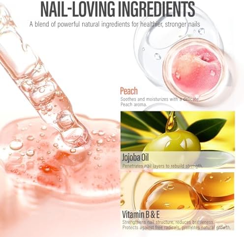 Chuchu nail oil bottle with peach aesthetic background