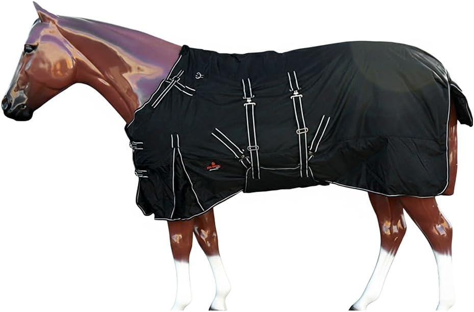 Black Aztec 72 in HILASON 1200D Winter Waterproof Poly Horse Turnout Blanket Belly Wrap - Image 13