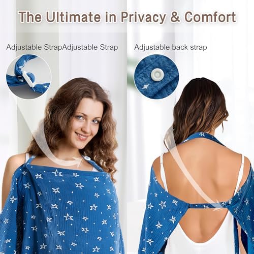 Breastfeeding mother using Konssy cotton muslin apron