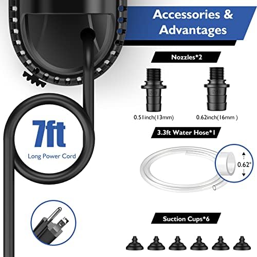 Aoumcom 10 Watt submersible pump side profile