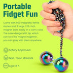 Umnodobn anti anxiety desk toys for adults showcasing the colorful oil slick rainbow finish of the five hundred fifty pieces.