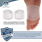 Pair of silicone arch support orthotics for flat feet management.