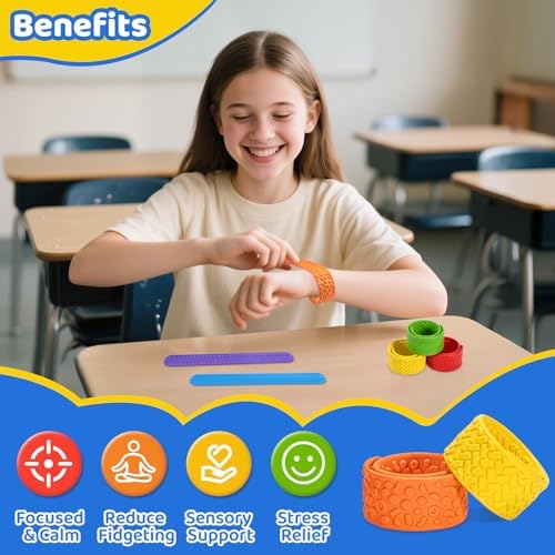 Multi-colored Nothomme textured slap bands in a set of six