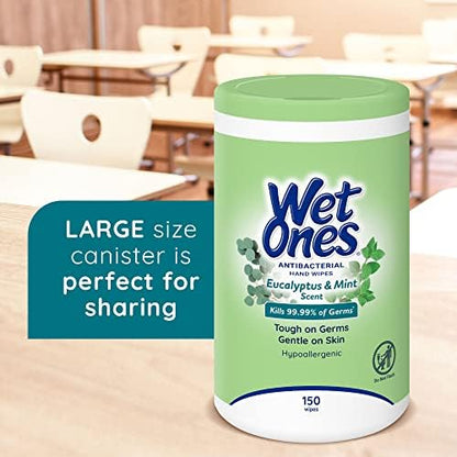 Wet Ones Antibacterial Eucalyptus & Mint Hand Wipes, Canister| Antibacterial Wipes, Hand Sanitizer Wipes, Wet Ones Wipes, Soft Textured Wipes, Lightly Scented Wipes, 150 ct. (1 pack) - Image 3