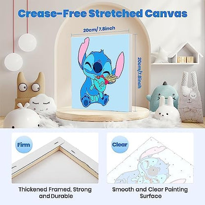KOJEFCV DIY acrylic painting activity set highlighting the pre-stretched wooden frames and premium canvases