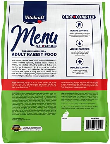 Vitakraft rabbit food alfalfa pellets and vegetable blend close up