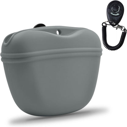 Waterproof dishwasher safe dog treat holder clipped securely onto a waistband