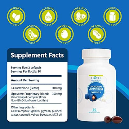 Close up of Core Med Science Liposomal Glutathione softgels