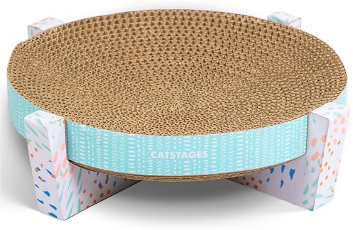 Catstages 2-in-1 cat scratcher bowl angle view with textured surface.