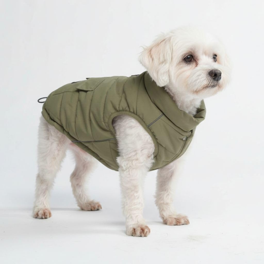 Spark Paws Dog Winter Jacket, Water-Resistant Coat, Warm Reflective Windproof Fleece-Interior, for Medium and Large Dogs - Olive - S - Image 9