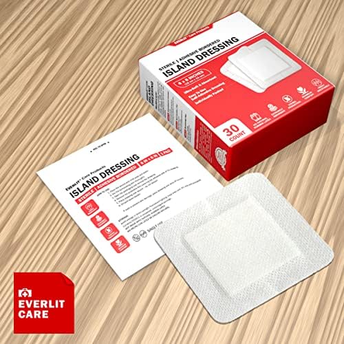 The complete pack of 30 EVERLIT island dressings highlighting the clear sizing dimensions and product specifications.