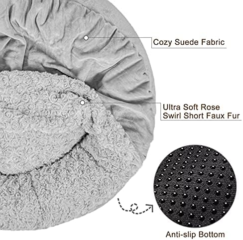 JOEJOY Small Dog Bed Cat Bed with Hooded Blanket, Cozy Cuddler Luxury Puppy Pet Bed, Donut Round Calming Anti-Anxiety Dog Burrow Cave Bed - Anti-Slip Bottom and Machine Washable 23 inch - Image 5