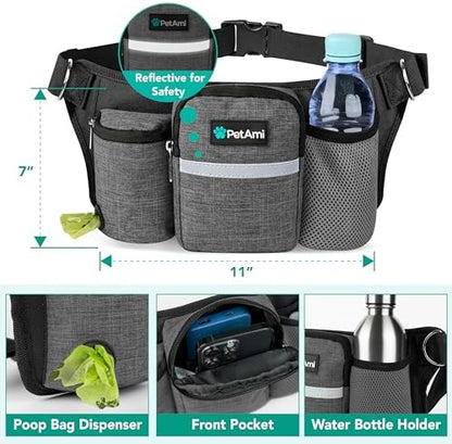 PetAmi fanny pack with accessory pockets and waste bag dispenser