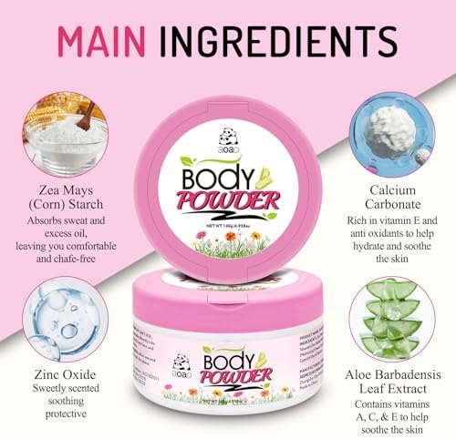 AOAO anti-chafing body powder container with chamomile and aloe ingredients