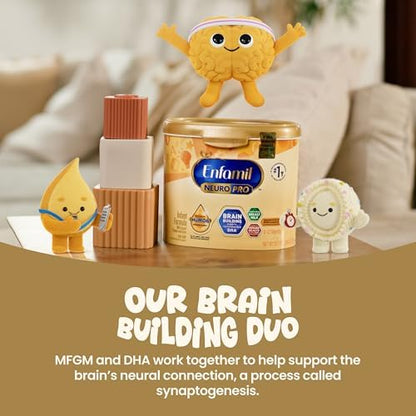 Top angle view of Enfamil NeuroPro ready to use bottles highlighting the secure safety seals and easy nipple attachment rings