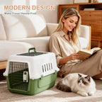 MoNiBloom heavy duty plastic portable cat kennel with durable carrying handle