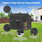 LitaiL windproof dog cage cover highlighting the inner hook and loop attachment straps