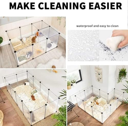 12 Panels Pet Playpen 16"x12" Plastic Rabbit Cage Small Animal Playpen, Pet Fence Indoor, DIY Enclosure for Guinea Pigs, Bunny, Hamsters, Hedgehogs (Matting) - Image 4