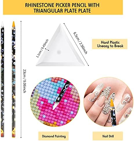 Close up of yellow and white wax tipped rhinestone picker pens