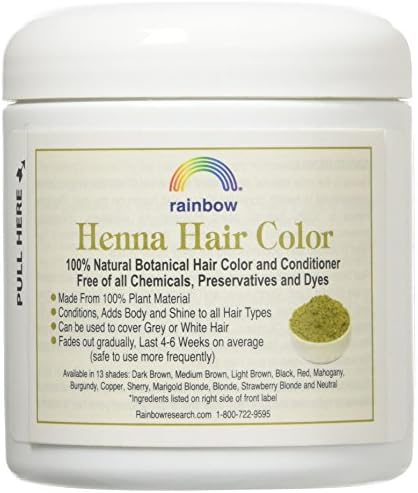 Back label of Rainbow Research Henna Persian Medium Brown showing ingredients