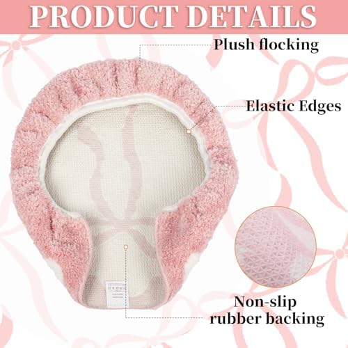 Mamrug pink aesthetic bathroom accessory installed on a standard oval toilet lid.