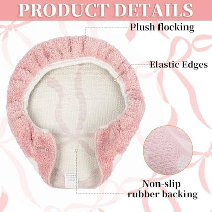 Mamrug pink aesthetic bathroom accessory installed on a standard oval toilet lid.