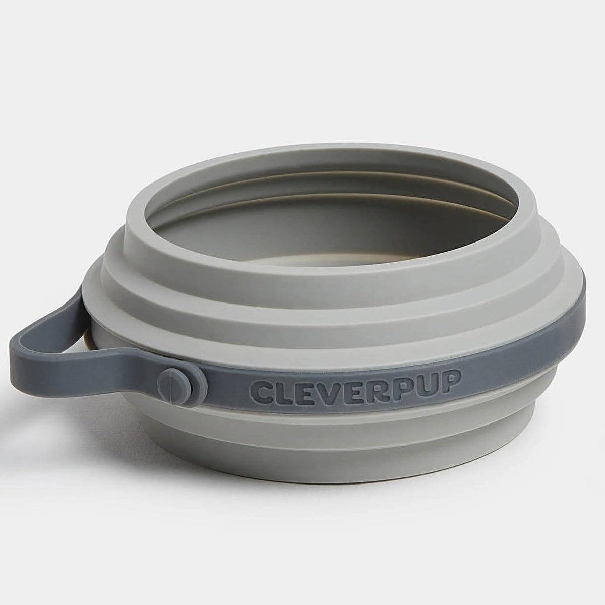Cleverpup Nomad Large Collapsible Travel Dog Bowl - 4 Cup BPA-Free Silicone for Medium & Large Dogs, Portable, Food & Water, Dishwasher Safe - Grey Silicone - Image 11