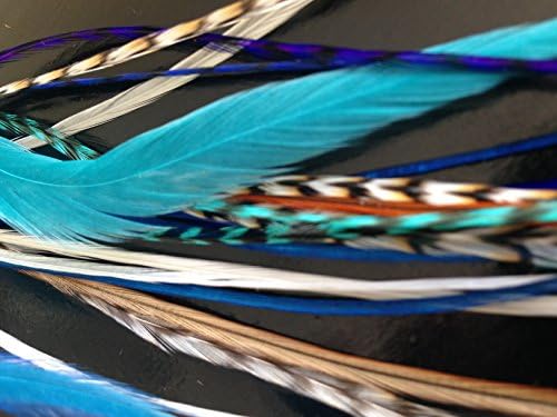 Close up of Exotic Feathers bohemian hair extensions with micro-link bead application