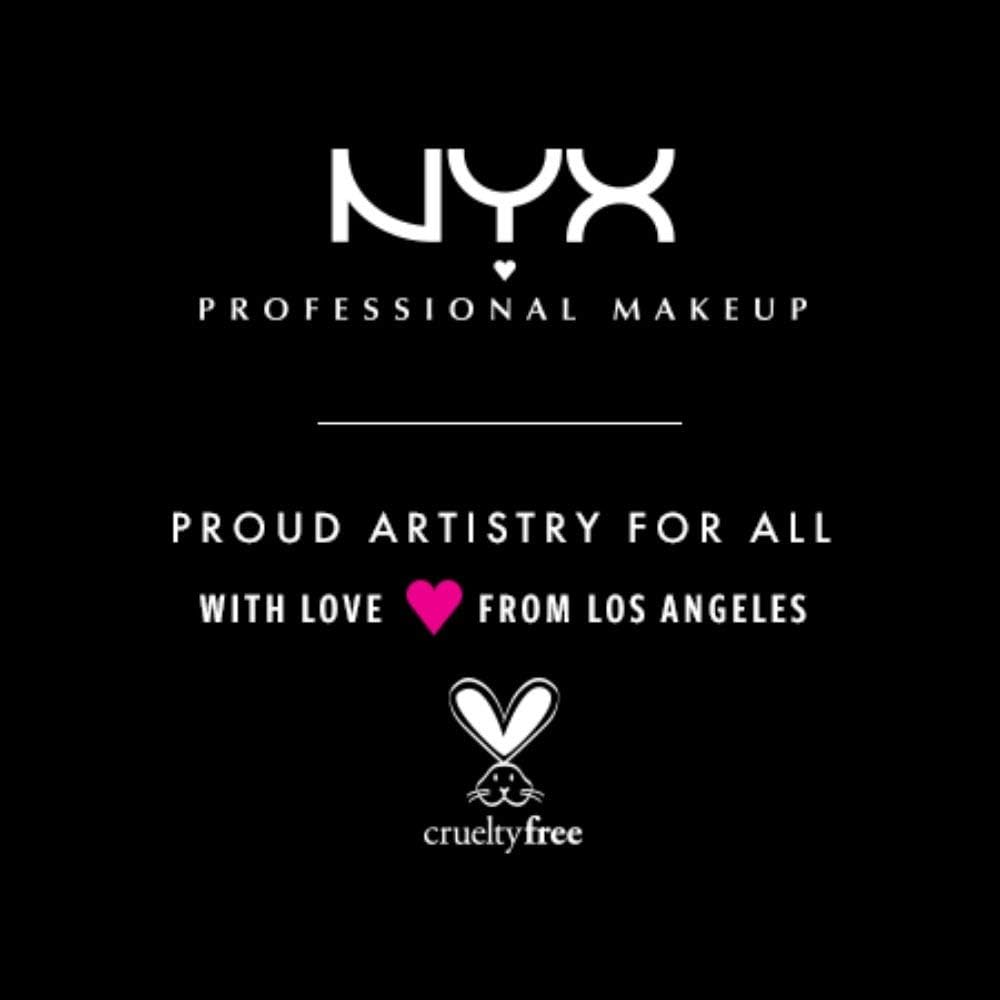 Close up view of the NYX Professional Makeup logo and product details on the liquid lipstick tube