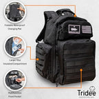 Tridee dad diaper bag interior compartments and storage layout